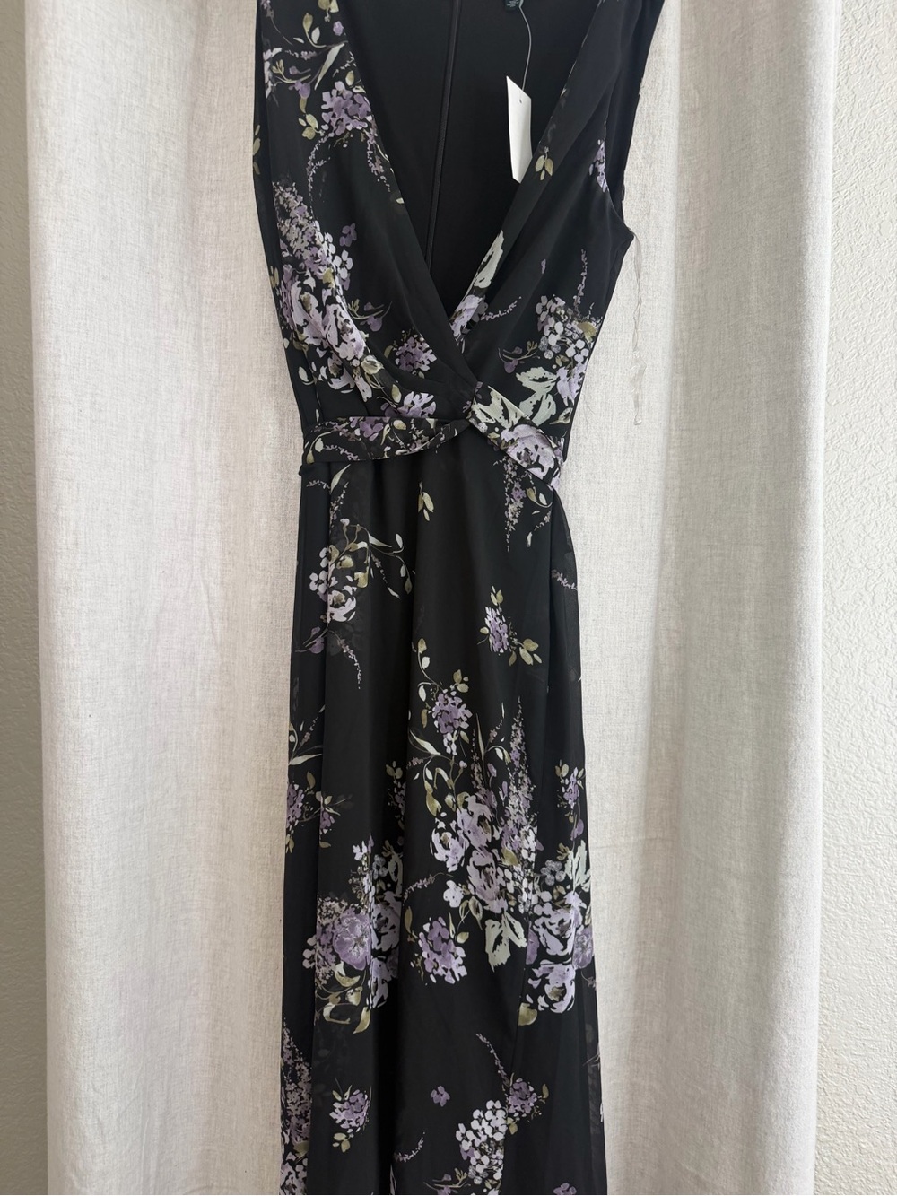 Ralph Lauren Black Maxi Dress with Lavender Floral Print